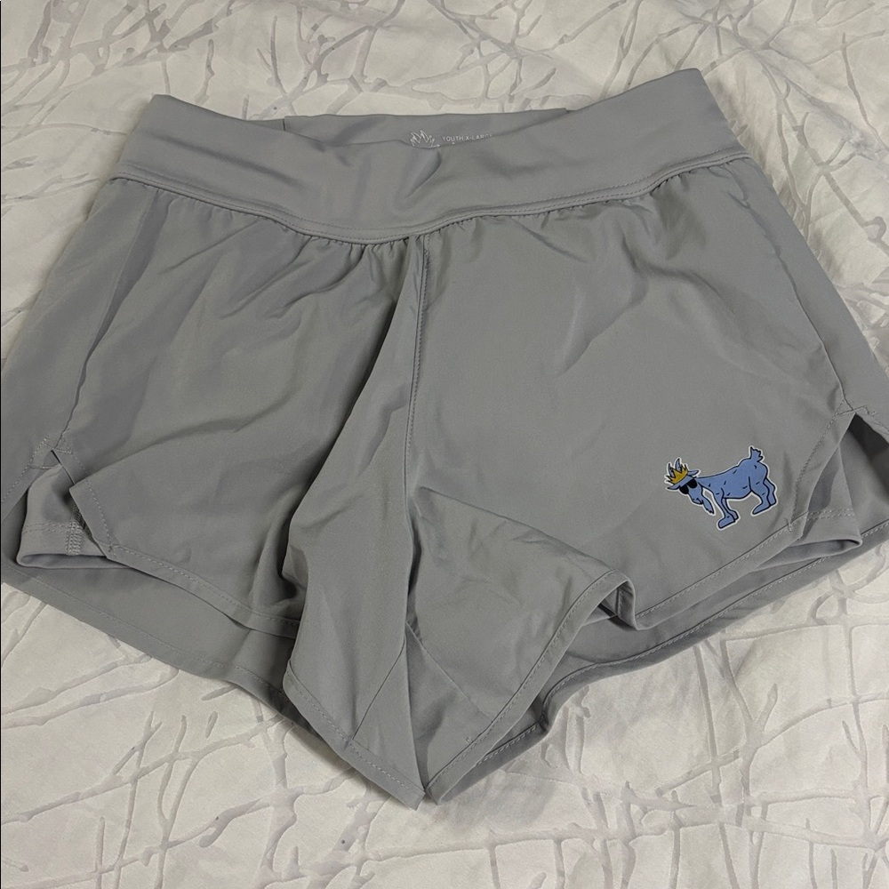 Girls' Light Blue Elastic-Waist Casual Shorts with Graphic GOAT